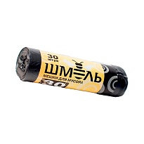 Мешки для мусора 30 л, черные, в рулоне 30 шт., ПНД, 7 мкм, 600х500 мм, ШМЕЛЬ, 4625 в Бишкеке