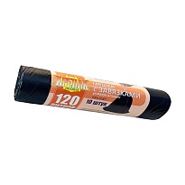 Мешки для мусора 120 л, с завязками, черные, в рулоне 10 шт., ПНД, 16 мкм, 1100х700 мм, Крепак, 4607075710320 в Бишкеке
