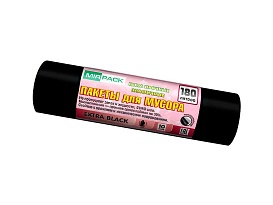 Мешки для мусора 180 л, ароматизированные, черные, в рулоне 10 шт., ПВД, 50 мкм, 1100х930 мм, EXTRA black, 18008301 в Бишкеке