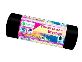 Мешки для мусора 30 л, черные, в рулоне 20 шт., ПНД, 7 мкм, 600х500 мм, MIRPACK Classik, 302040 в Бишкеке