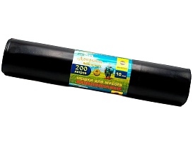 Мешки для мусора 200 л, ароматизированные, черные, в рулоне 10 шт., ПВД, 100 мкм, 1200х800 мм, Добрыня, Dob20010black в Бишкеке