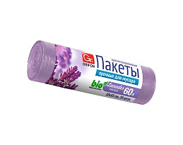 Мешки для мусора 60 л, ароматизированные, Лаванда, сиреневые, в рулоне 20 шт., ПНД, 9 мкм, 650х550 мм, GRIFON Aroma, 101-023 La в Бишкеке