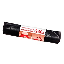 Мешки для мусора 240 л, черные, в рулоне 10 шт., ПВД 100 мкм, 1350х900 мм, Концепция Быта, 603887 в Бишкеке