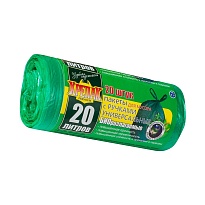 Мешки для мусора 20 л, биоразлагаемые, с ручками, черные, в рулоне 30 шт., ПНД, 10 мкм, 550х440 мм, Крепак, 4607075710047 в Бишкеке