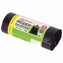 Мешки для мусора 30 л, черные, в рулоне 30 шт., ПНД, 7 мкм, 550х480 мм, Любаша, 608089 в Бишкеке