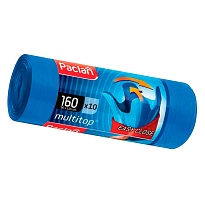Мешки для мусора 160 л, с ушками, синие, в рулоне 10 шт., ПВД, 30 мкм, 1250х900 мм, PACLAN Multitop, 604064 в Бишкеке