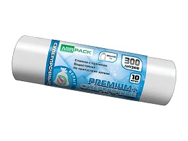Мешки для мусора 300 л, белые, в рулоне 10 шт., ПВД 70 мкм, 1400х1000 мм, PREMIUM+, 300101602 в Бишкеке