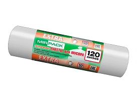 Мешки для мусора 120 л, белые, в рулоне 10 шт., ПНД, 14 мкм, 1100х700 мм, EXTRA, ex1201803 в Бишкеке