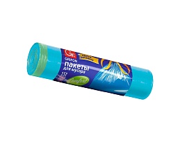 Мешки для мусора 50 л, с завязками, голубые, в рулоне 15 шт., ПНД, 14 мкм, 700х600 мм, GRIFON, 101-063 в Бишкеке