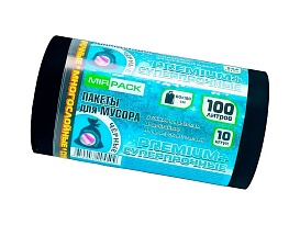 Мешки для мусора 100 л, черные, в рулоне 10 шт., ПВД, 70 мкм, 1000х600 мм, PREMIUM+, 1001076 в Бишкеке