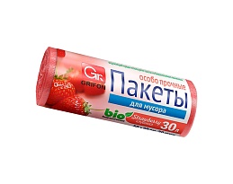 Мешки для мусора 30 л, ароматизированные, Клубника, красные, в рулоне 20 шт., ПНД, 9 мкм, 560х530 мм, GRIFON Aroma, 101-020 K в Бишкеке