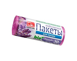 Мешки для мусора 30 л, ароматизированные, Лаванда, сиреневые, в рулоне 20 шт., ПНД, 9 мкм, 560х530 мм, GRIFON Aroma, 101-020 La в Бишкеке