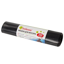 Мешки для мусора 240 л, черные, в рулоне 5 шт., ПВД 30 мкм, 1300х900 мм, Любаша, 605338 в Бишкеке