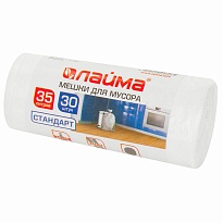 Мешки для мусора 35 л, белые, в рулоне 30 шт., ПНД, 6 мкм, 550х480 мм, LAIMA, 605538 в Бишкеке