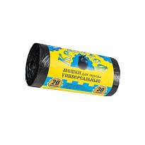 Мешки для мусора 20 л, с ушками, черные, в рулоне 30 шт., ПНД, 10 мкм, 550х440 мм, Крепакоф, 4607075710221 в Бишкеке