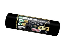 Мешки для мусора 240 л, черные, в рулоне 10 шт., ПВД 60 мкм, 1300х930 мм, EXTRA LUX+, 24010115 в Бишкеке