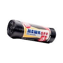 Мешки для мусора 60 л, черные, в рулоне 20 шт., ПНД, 9 мкм, 700х600 мм, МЕШКОFF, 4045 в Бишкеке
